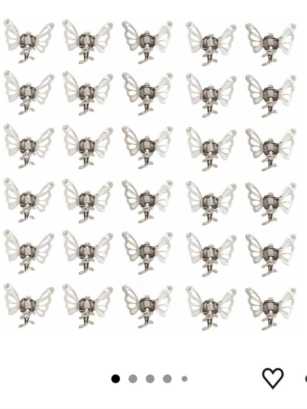 30 Pcs Silver Butterfly Hair Clips